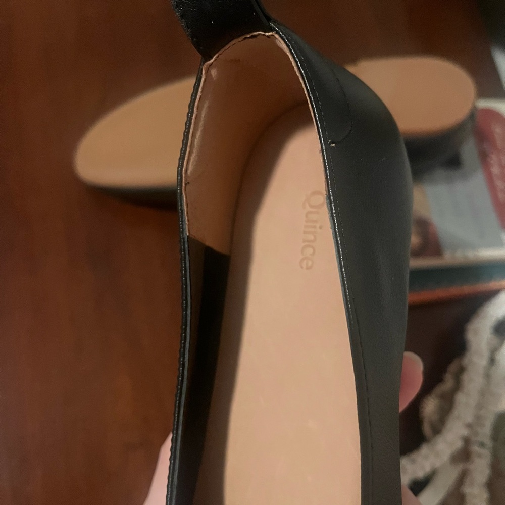 Quince Black Leather Women's Flats - Picture 5 of 5
